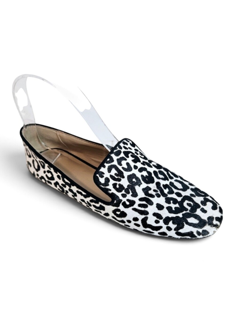 Ann Taylor Loafer Size 8 Snow Leopard Haircalf Smoking Slippers Leather Flats